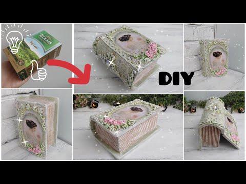 КРАСИВАЯ ШКАТУЛКА В ФОРМЕ КНИГИ ИЗ ЧАЙНОЙ КОРОБКИ  #diy #handmade