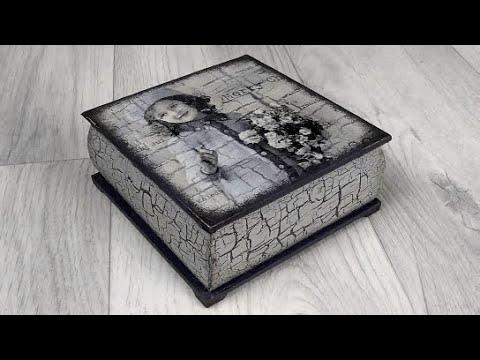 Одношаговый кракелюр и декупаж шкатулки из МДФ/One-step Craquelure And Decoupage MDF Boxes